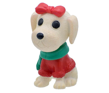 Miniature Puppy Figurine with Green Scarf 1 Pc – Cute Dog Decor | C0108-5