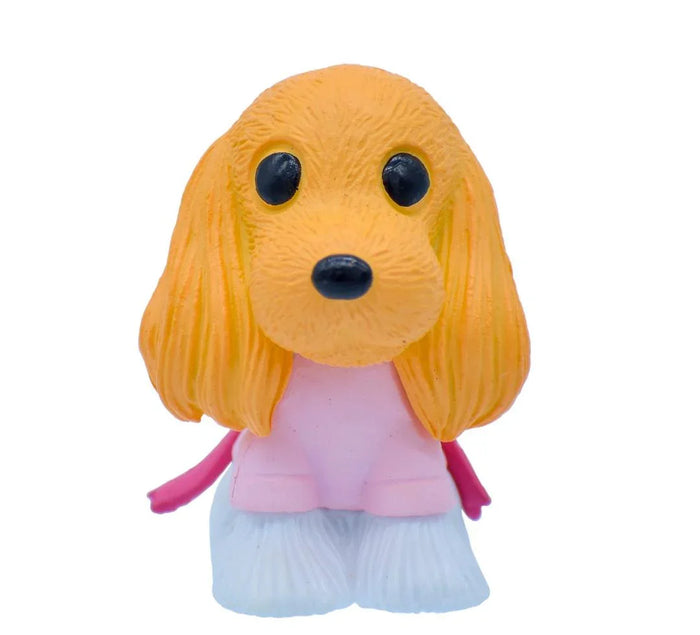 Miniature Puppy Figurine Yellow Head & Pink Outfit – Cute Dog Decor | C0108-2