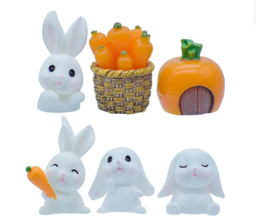Miniature Rabbit Figurines Set of 7 – Cute DIY Decor | C0239-A