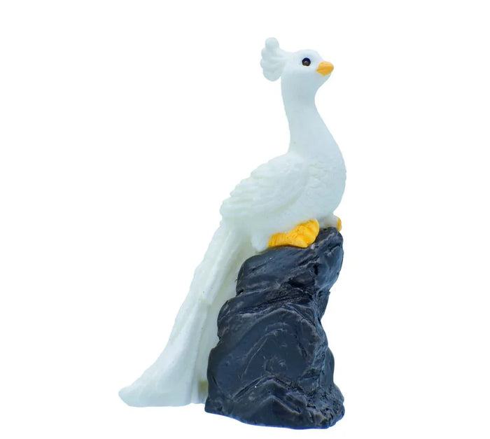 Miniature Peacock with Stand White – Elegant Resin Figurine | 1 Pc | C0697-8