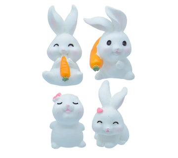 Miniature Rabbit Figurines Set of 4 – Cute DIY Decor | C1159-A