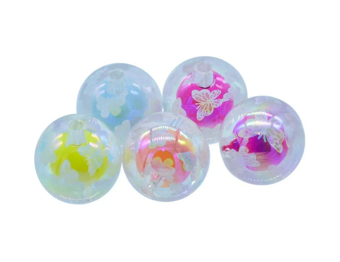 Beads Butterfly Print Round Set of 5Pcs JCPP04