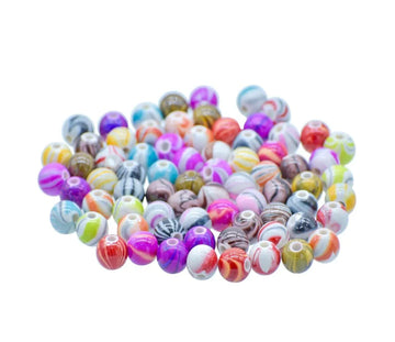 Craft Beads Printed MultiColour 8MM 20Gsm JBPM8MM