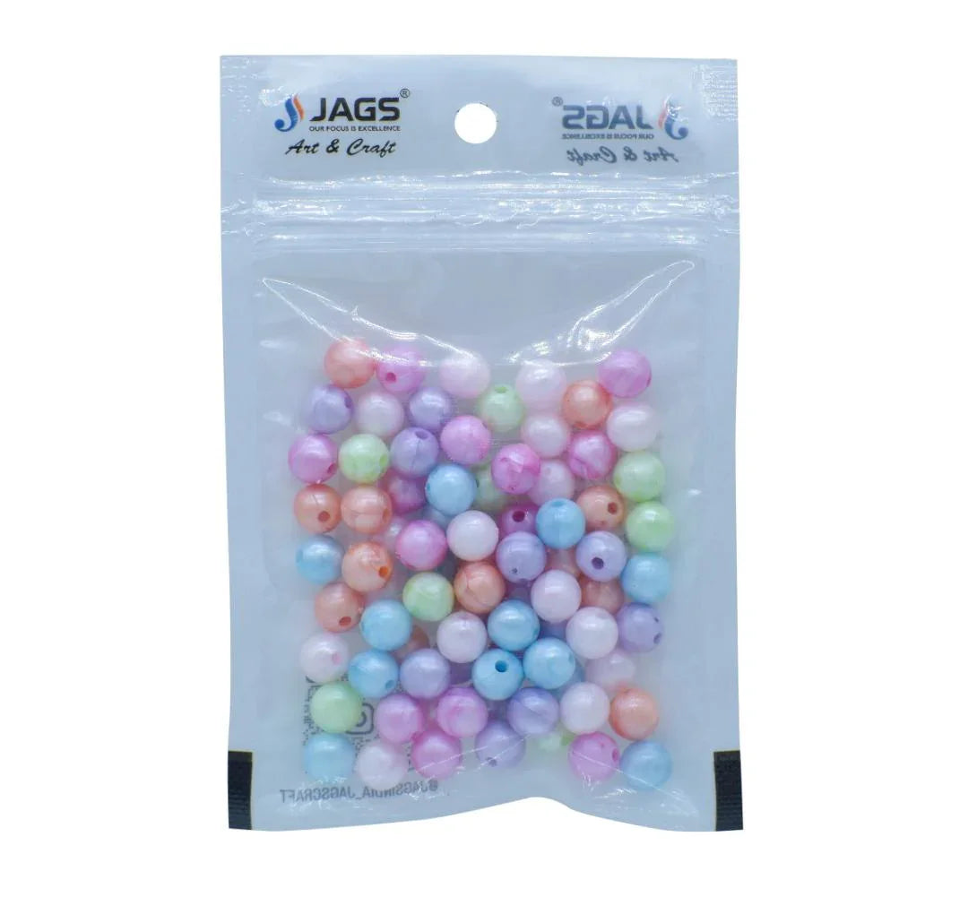 Craft Beads Round Pastel Mix Colours 8MM 20Gsm – JCBR02