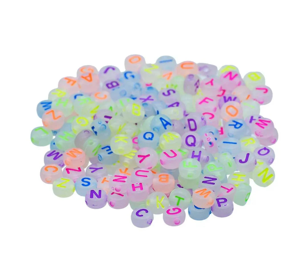 Craft Beads Alphabet Neon Colour 25gm 4X7MM – JCB216