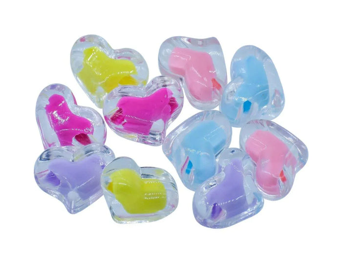 Beads Two-Ton Transparent Heart Set of 10Pcs – JCCP25