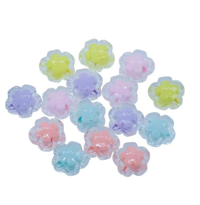 Beads Two-Ton Transparent Flower Set of 15Pcs – JCCP26