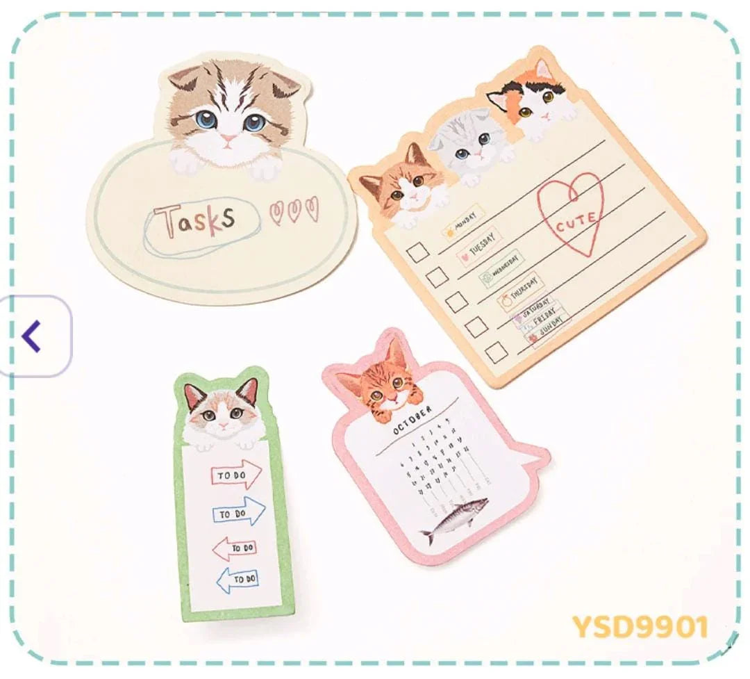 (Buy 1 Get 1 Free) 3-in-1 Cute Cat Sticky Notes | 25 Sheets Each