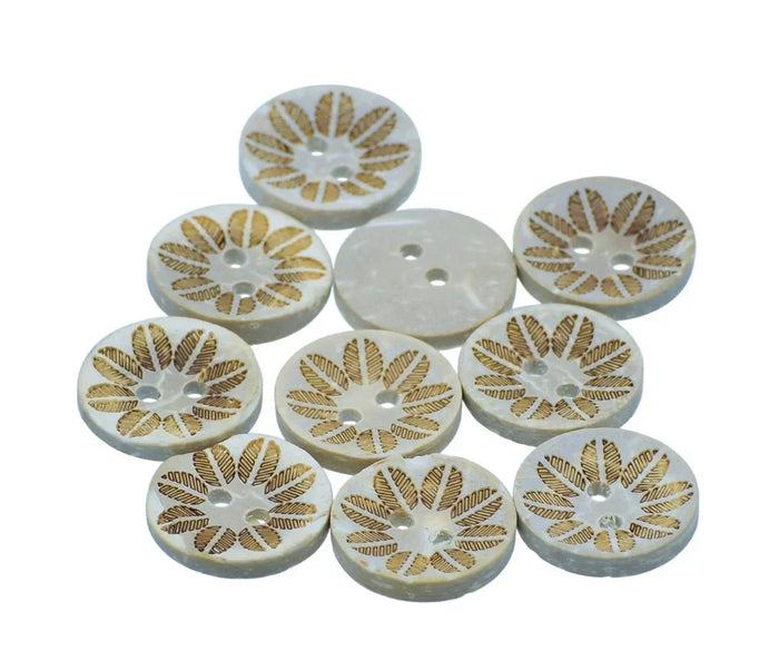 Craft Decorative Button Round Flower 24L – 10Pc | JCDBP43