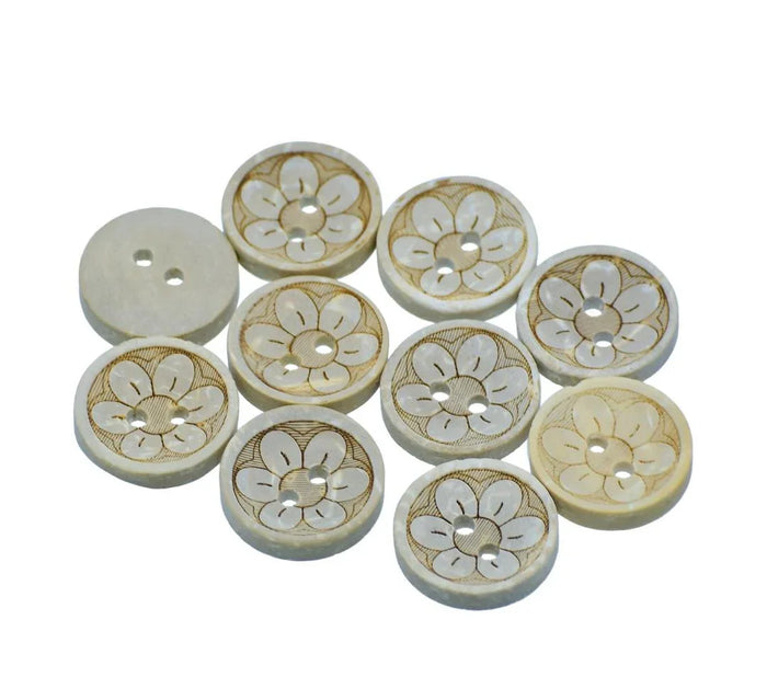 Craft Decorative Button Round Flower 24L – 10Pc | JCDBP42