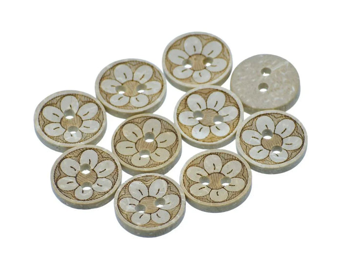Craft Decorative Button Round Flower 20L – 10Pc | JCDBP37
