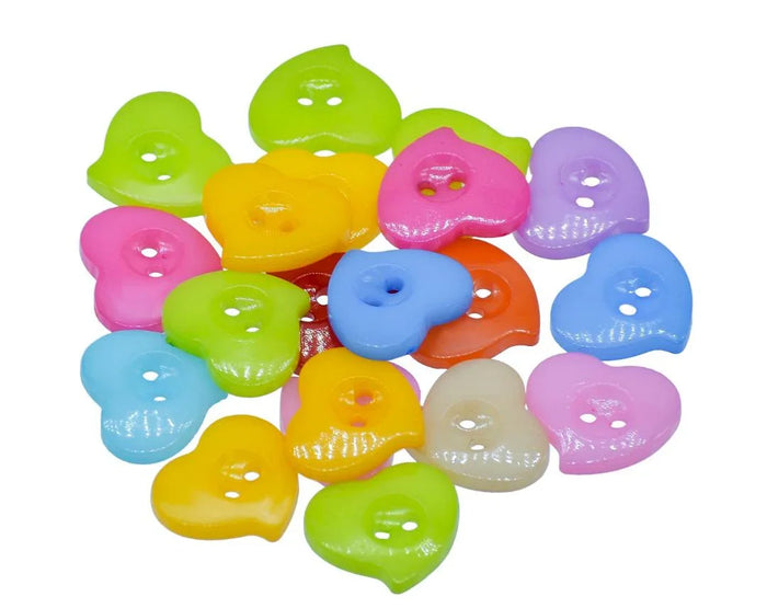 Craft Decorative Button Heart 20L 20Pc JCDBP11