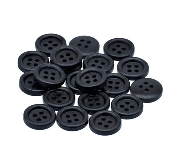 Craft Decorative Button Round Black 20Pc JCDBD15MM