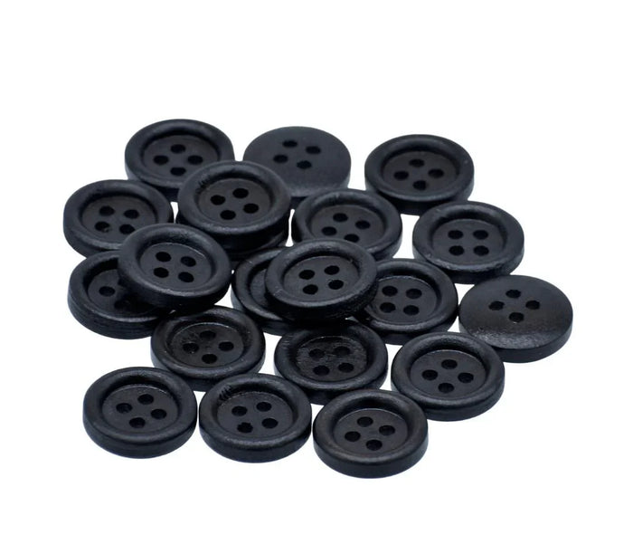 Craft Decorative Button Round Black 20Pc JCDBD15MM