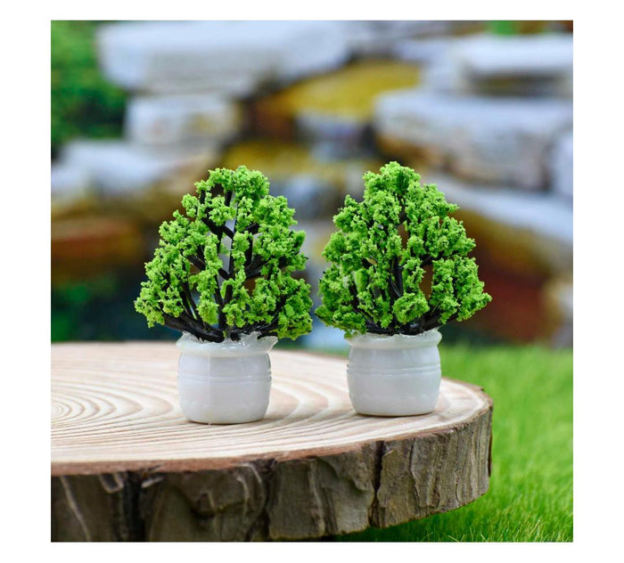 Artificial Miniature Flower Pot Green 2Pc CT022-GN