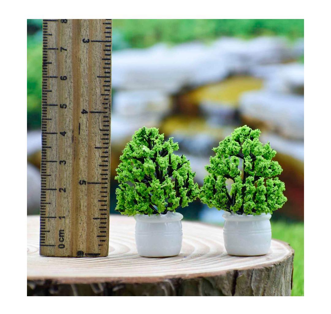 Artificial Miniature Flower Pot Green 2Pc CT022-GN