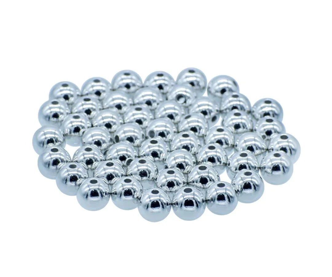 Craft Beads Round Silver Colour 10MM 25Gsm JCBSR10MM