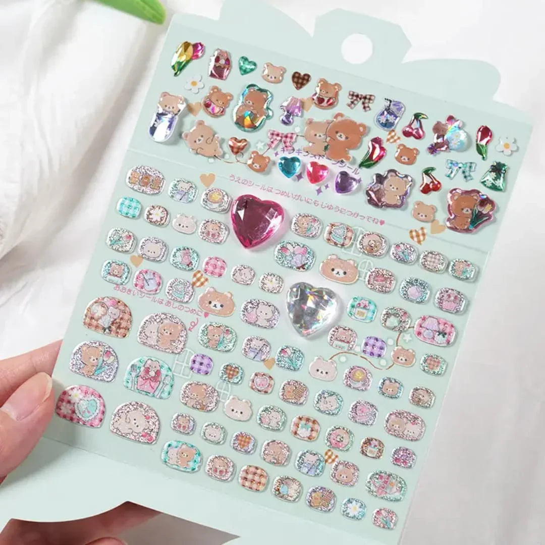 Cute Glitter Kawaii nail art sticker l Pack of 1