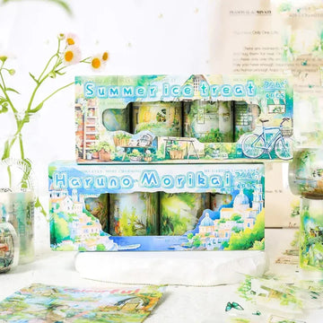 Premium Scenic Designs Washi Tape – Pack of 4 Rolls (60mm x 2m) l Landscape Tape for Journaling, Scrapbooking & Crafts