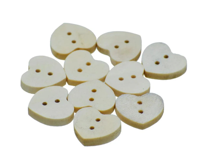 Craft Decorative Button Heart 10pcs - JCDBH16MM