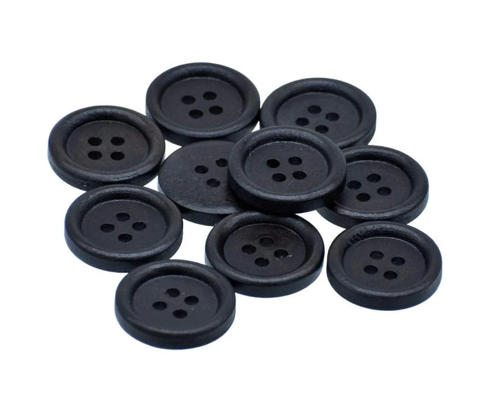 Craft Decorative Button Round Black 10pcs - JCDBD20MM
