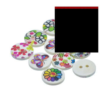 Craft Decorative Button Round Printed 24L 10Pc - JCDBP44
