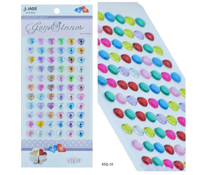 (Buy 1 Get 1 Free ) Gem Stones Sticker Heart Multicolour - KSQ-10