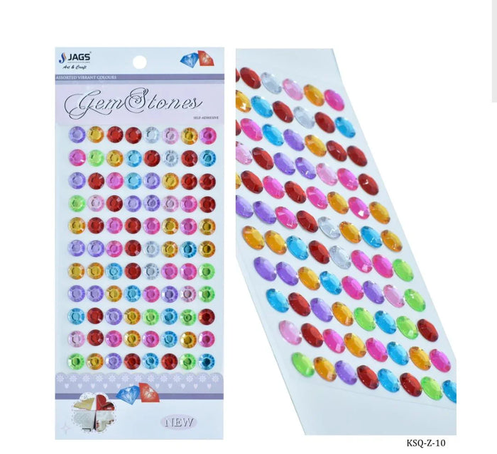 Gem Stones Sticker Round Multicolour - KSQ-Z-10