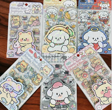 (Buy 1 Get 1 Free) Cute Kawaii Pet stickers for Journaling and scrapbooking l Pack of 1 contains 4 sheets l