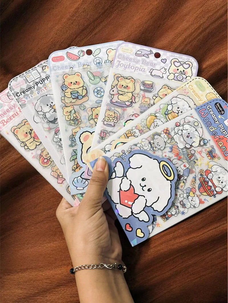 (Buy 1 Get 1 Free) Cute Kawaii Pet stickers for Journaling and scrapbooking l Pack of 1 contains 4 sheets l
