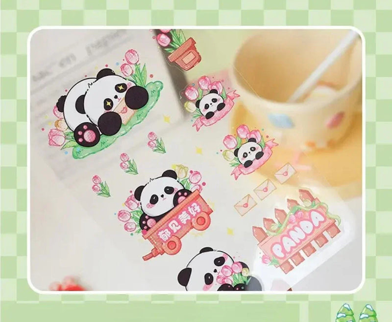 (Buy 1 Get 1 Free) Cute Panda Pet stickers for Journaling and scrapbooking l Pack of 1 contains 4 sheets l 100x150mm