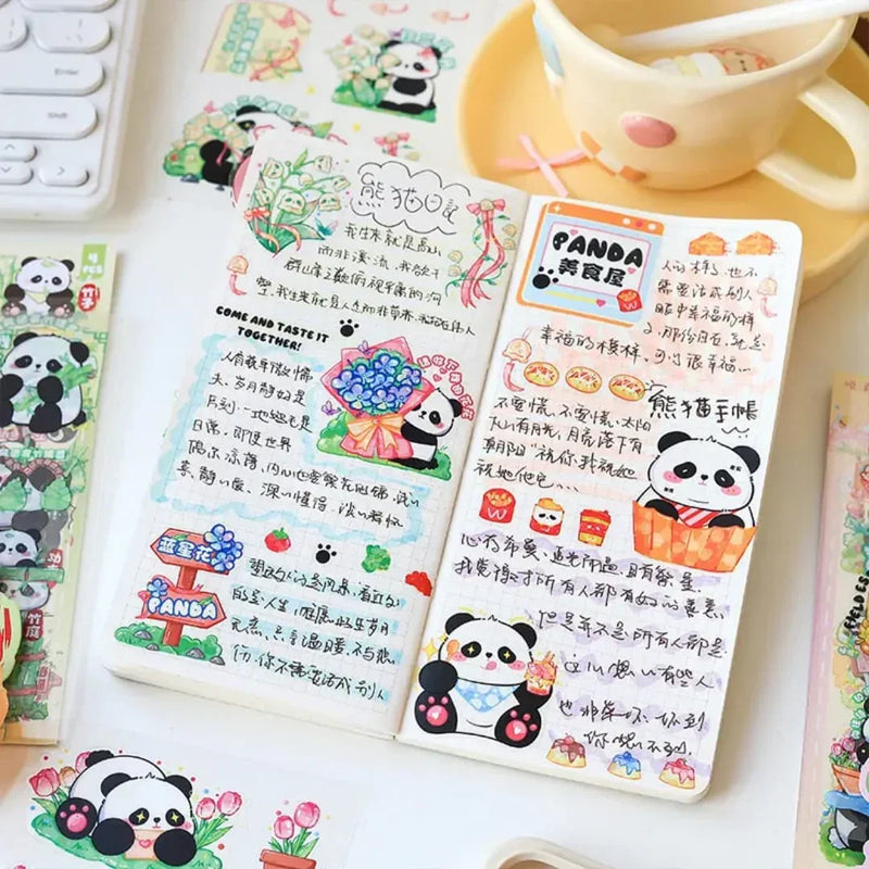 (Buy 1 Get 1 Free) Cute Panda Pet stickers for Journaling and scrapbooking l Pack of 1 contains 4 sheets l 100x150mm