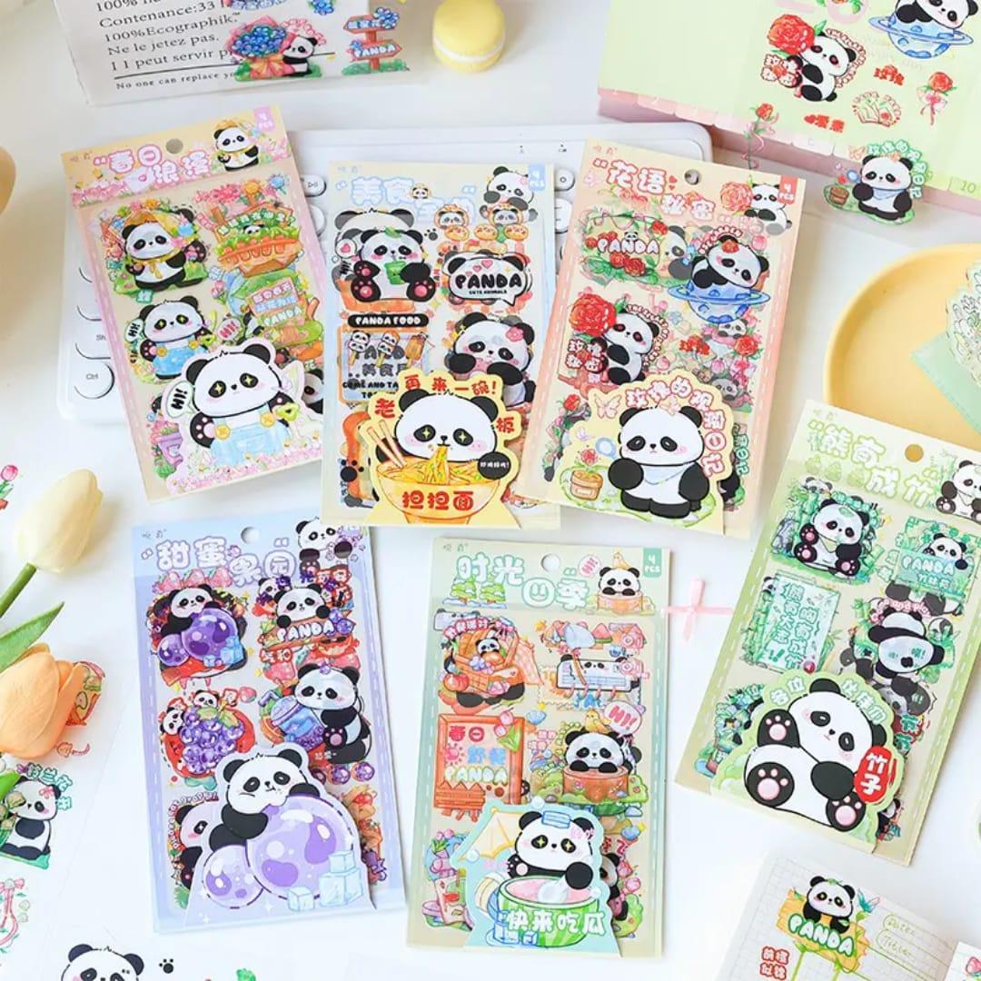 (Buy 1 Get 1 Free) Cute Panda Pet stickers for Journaling and scrapbooking l Pack of 1 contains 4 sheets l 100x150mm