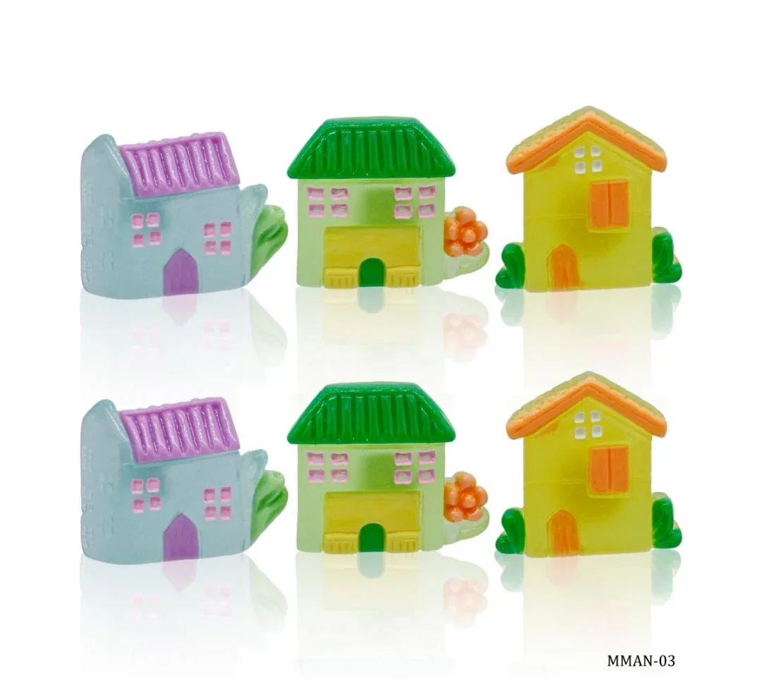 Miniature Model Transparent House 6 Pcs Mix Colour MMAN-03
