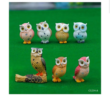 Miniature Model Owl 7 Pcs C1234-1 To 7 C1234-A