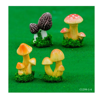 Miniature Model Mushroom 4 Pcs Set C1299-1/2/3/4 C1299-1-4