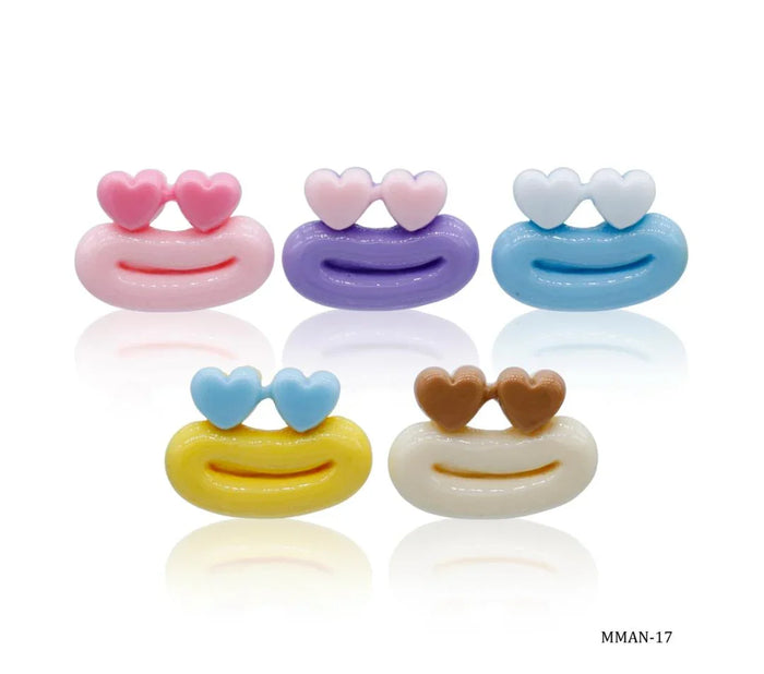 Miniature Model Mouth Eye Heart 5 Pcs Mix Colour MMAN-17