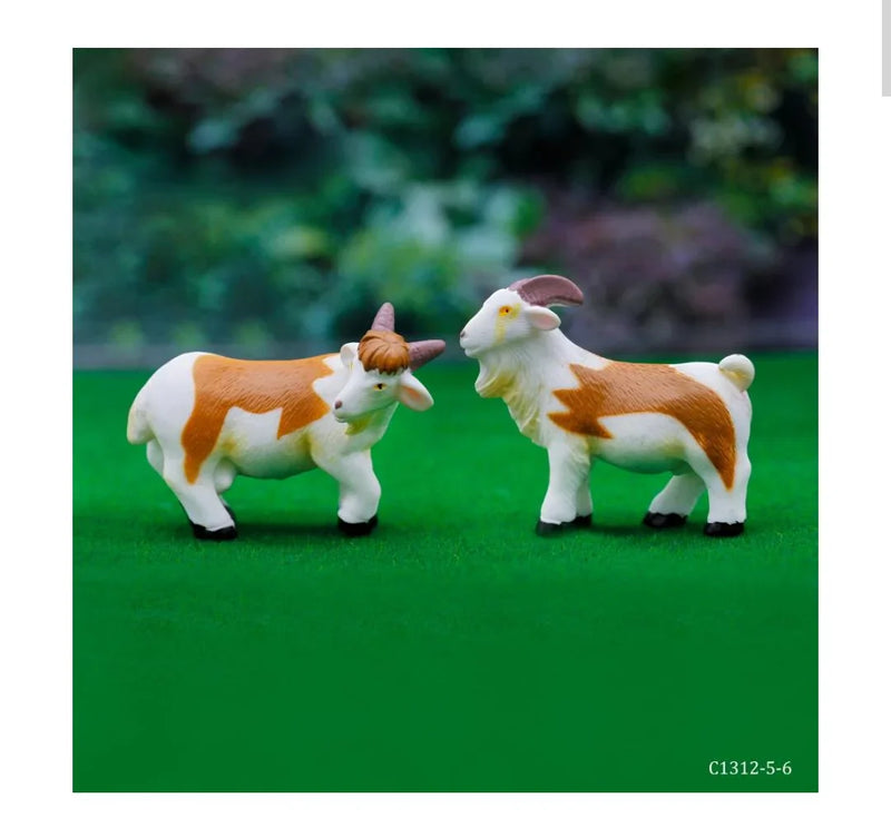 Miniature Model Goat White 2 Pcs Set C1312-5/6 C1312-5-6