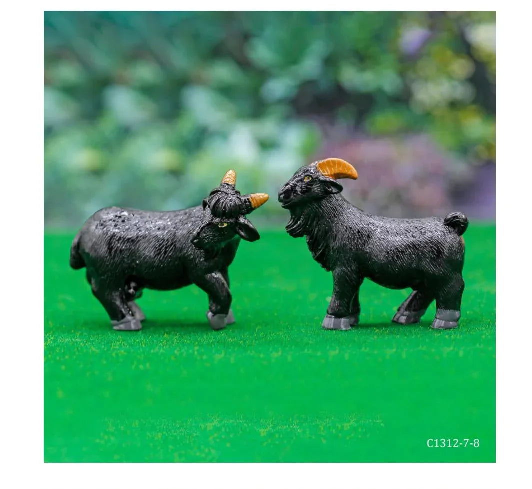 Miniature Model Goat Black 2 Pcs Set C1312-7/8 C1312-7-8