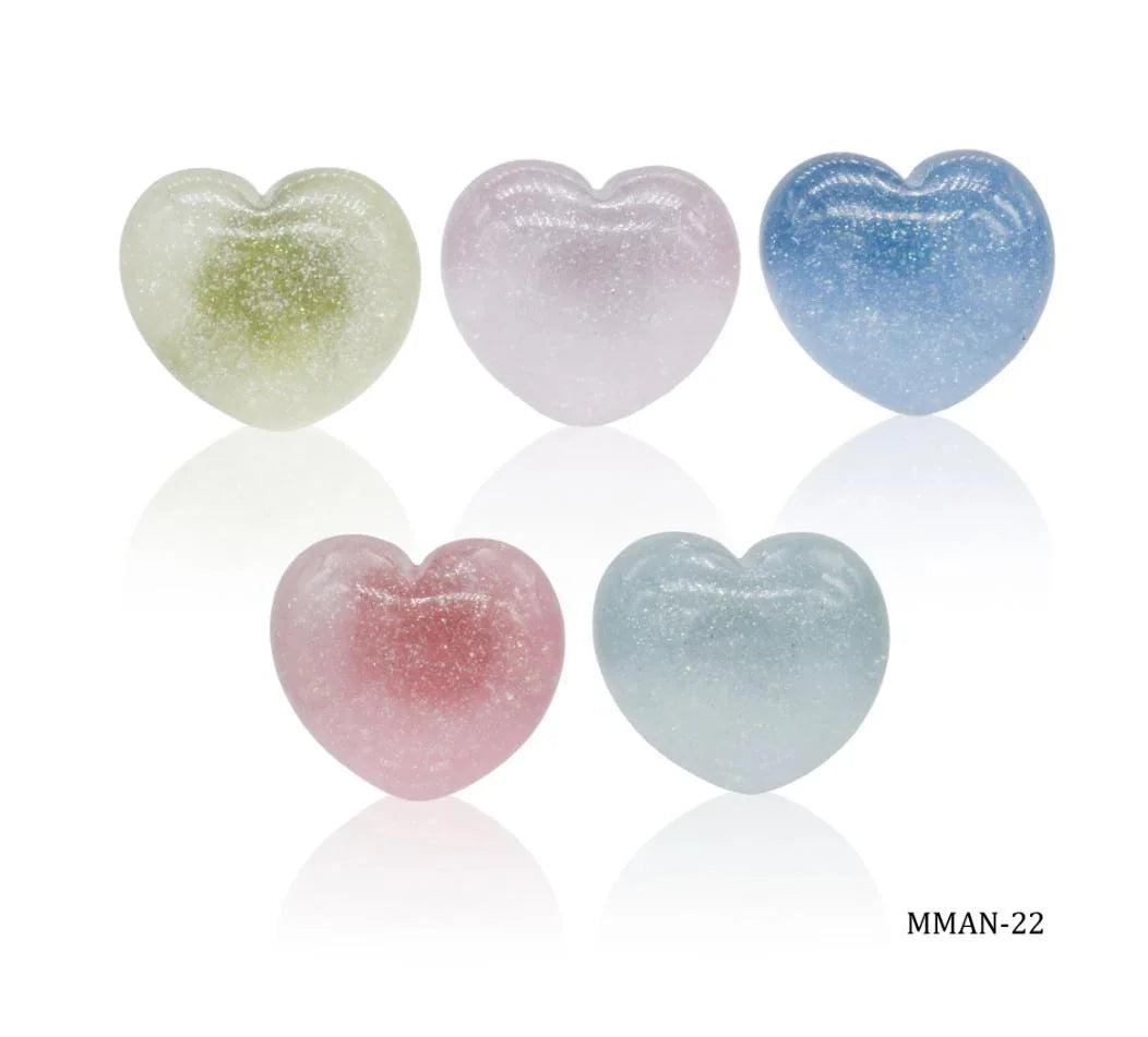 Miniature Model Glitter Heart 5 Pcs Mix Colour MMAN-22