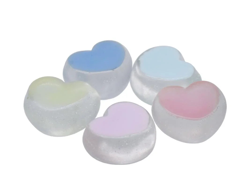 Miniature Model Glitter Heart 5 Pcs Mix Colour MMAN-22
