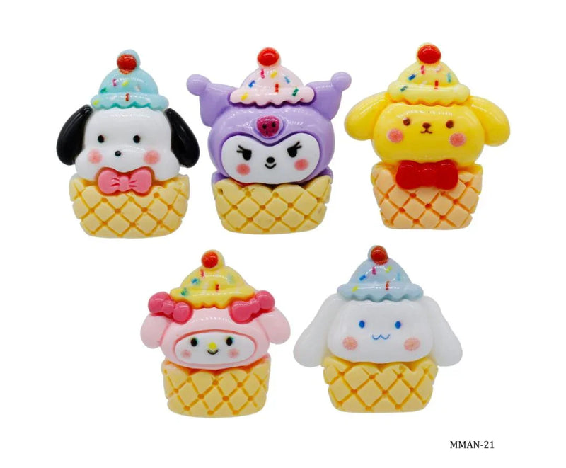 Miniature Model Cup Cake Cartoon 5 Pcs Mix Colour MMAN-21