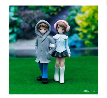 Miniature Model Couple Set Gray & Blue C0163-1 To 2 C0163-1-2