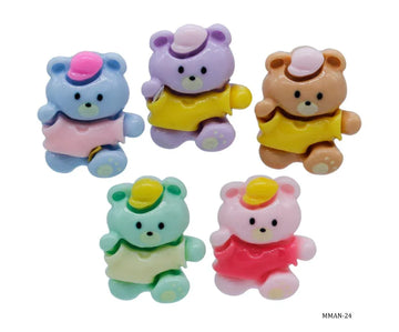 Miniature Model Cartoon Teddy 5 Pcs Mix Colour MMAN-24