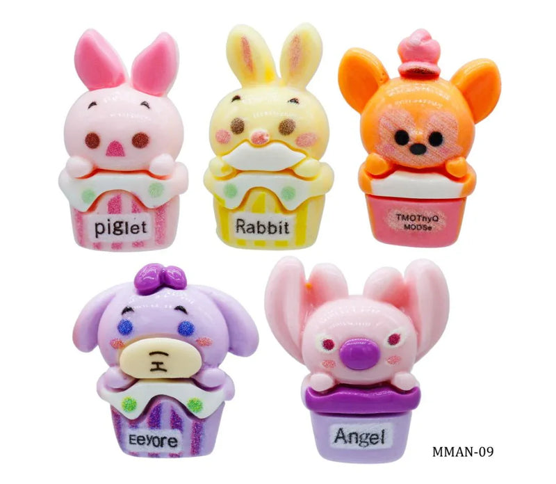 Miniature Model Cartoon Animal Fruit 5 Pcs Mix Colour MMAN-09