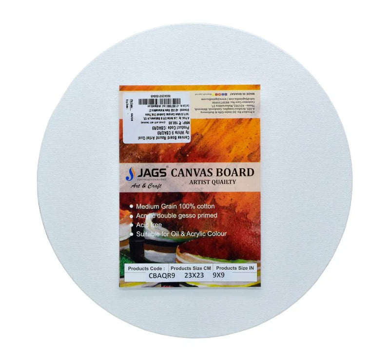 Canvas Board Round Artist Quality White – 9 Inch (CBAQR9)