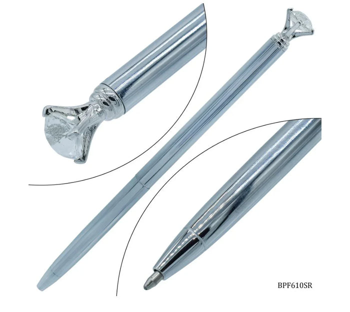 Ball Pen Fancy Top Small Diamonds Silver – BPF610SR