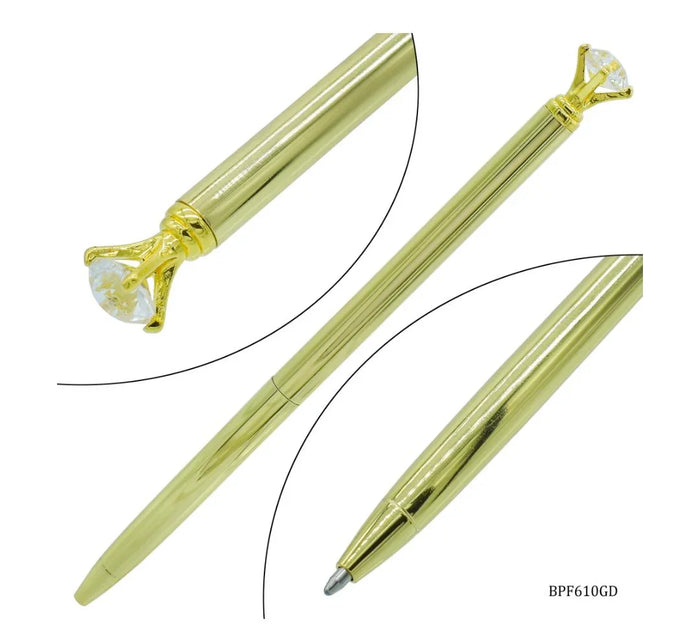 Ball Pen Fancy Top Small Diamonds Gold – BPF610GD