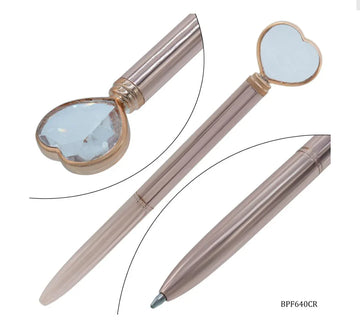 Ball Pen Fancy Top Heart With Diamonds Copper – BPF640C