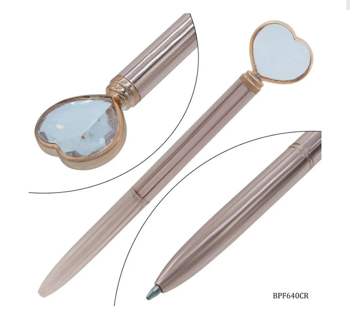 Ball Pen Fancy Top Heart With Diamonds Copper – BPF640C